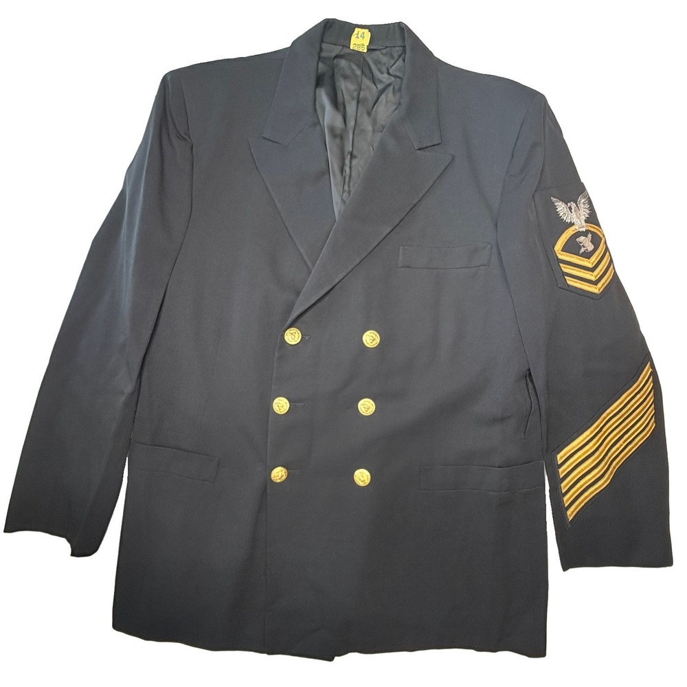 Vintage US Navy PRC Chief Parachute Rigger Dress Blue Uniform Coat 44R